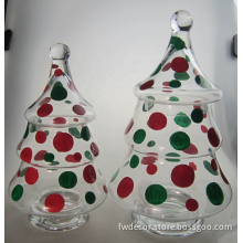 christmas tree shape glass jar with lid